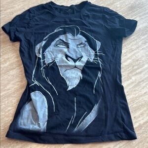 Black Disney T-Shirt with Scar Lion Graphic. Juniors size large